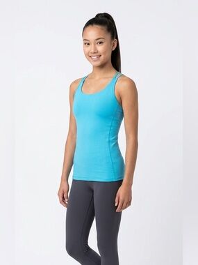 Ivivva Keep On Glowing Tank Blue/Grey 12 Built in Bra